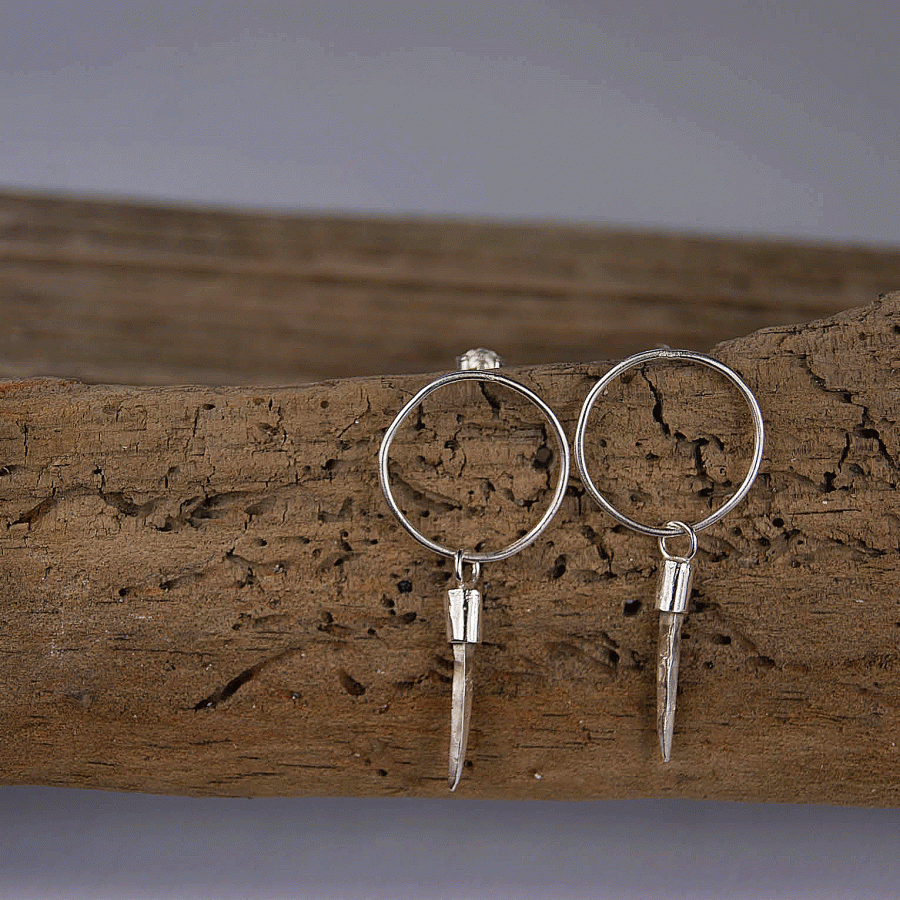 Fork Prong & silver Hoop earrings
