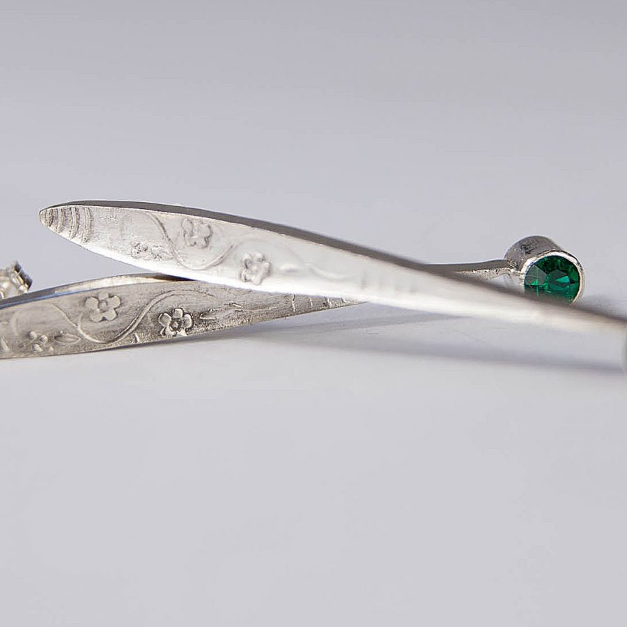 Spoon & emerald CZ earrings