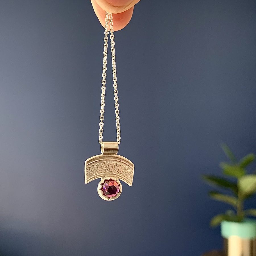 Vintage spoon top & Rhodolite Garnet Necklace