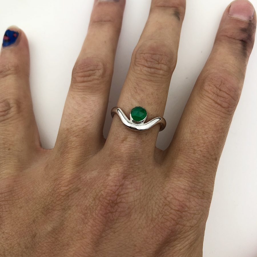 Green onyx wave ring