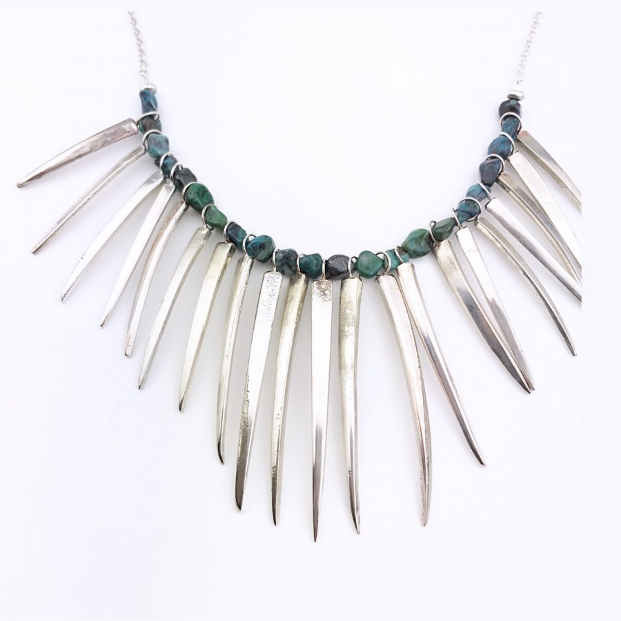 fork prong and crysocolla necklace