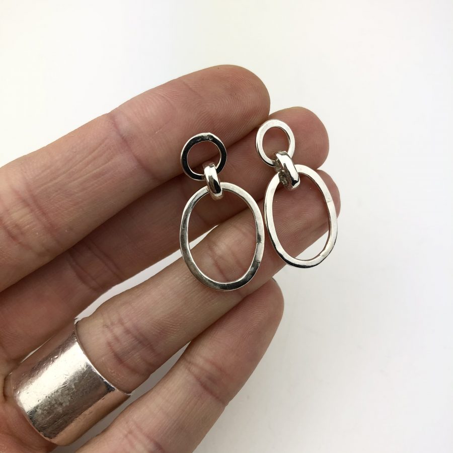 Silver Oval Hoops
