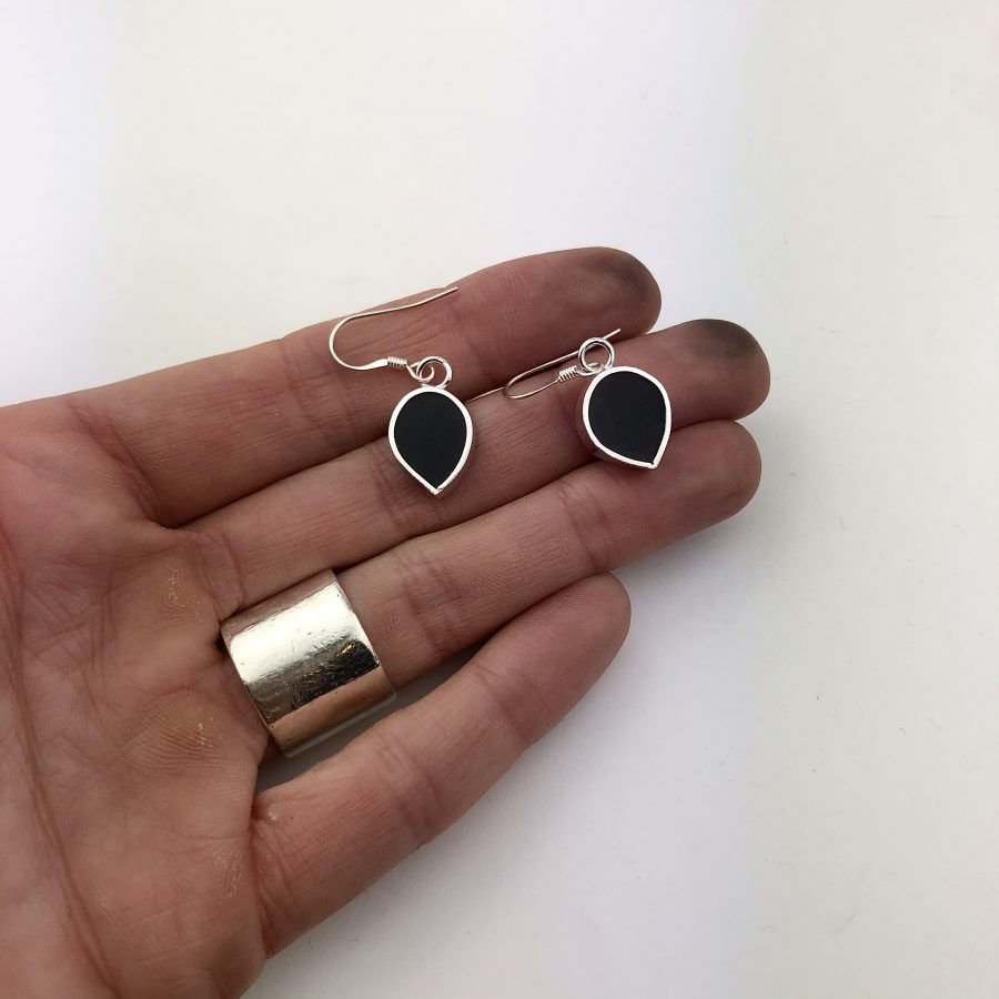 Black tear drop earrings
