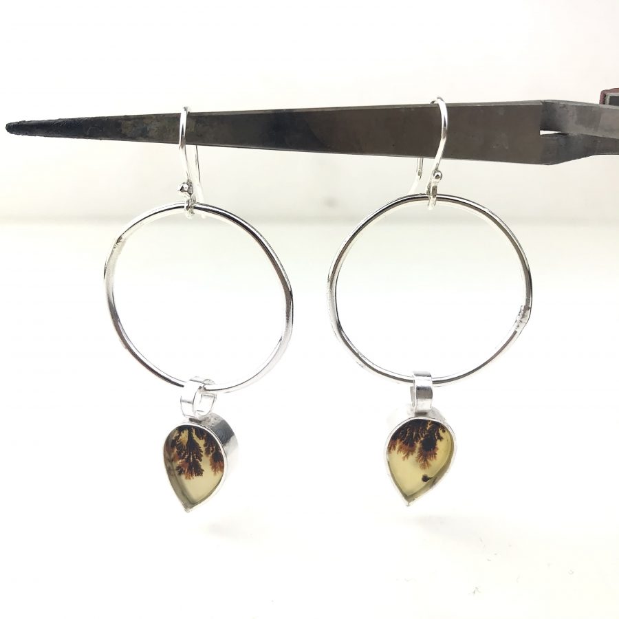 Dendrite Agate & Sterling silver teardrop earrings