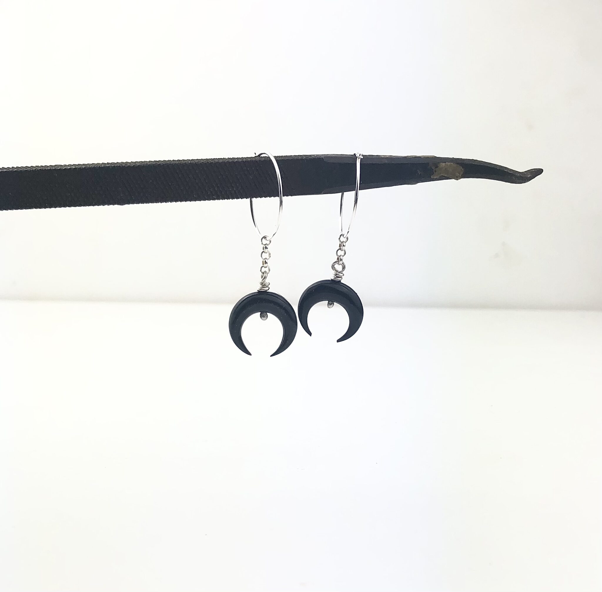 bull horn crescent moon earrings