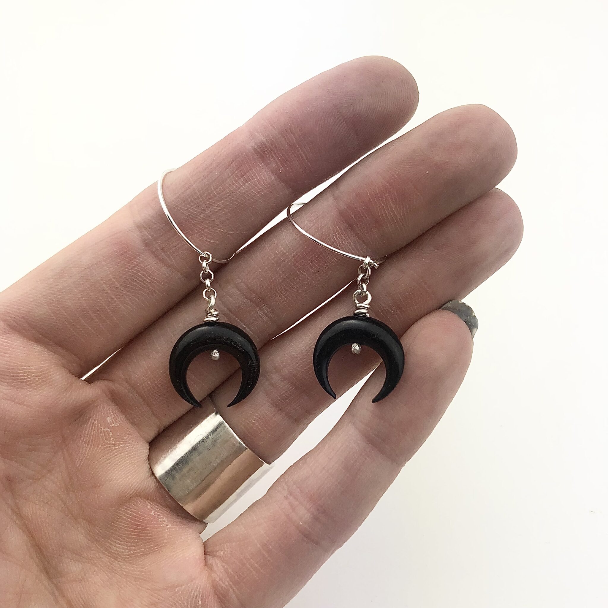 bull horn crescent moon earrings