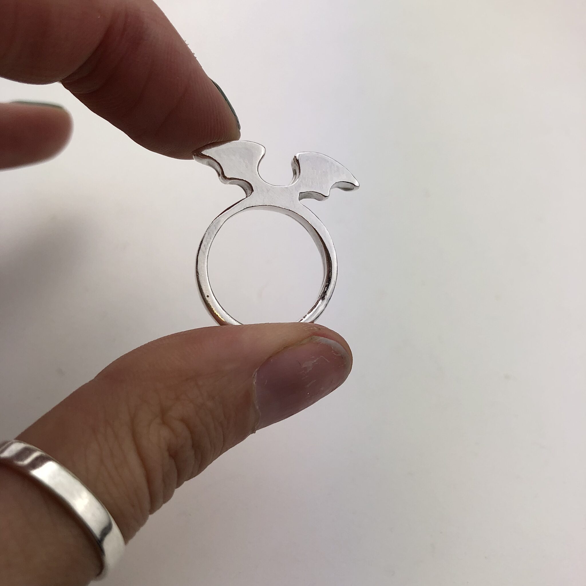 Silver Bat wings ring