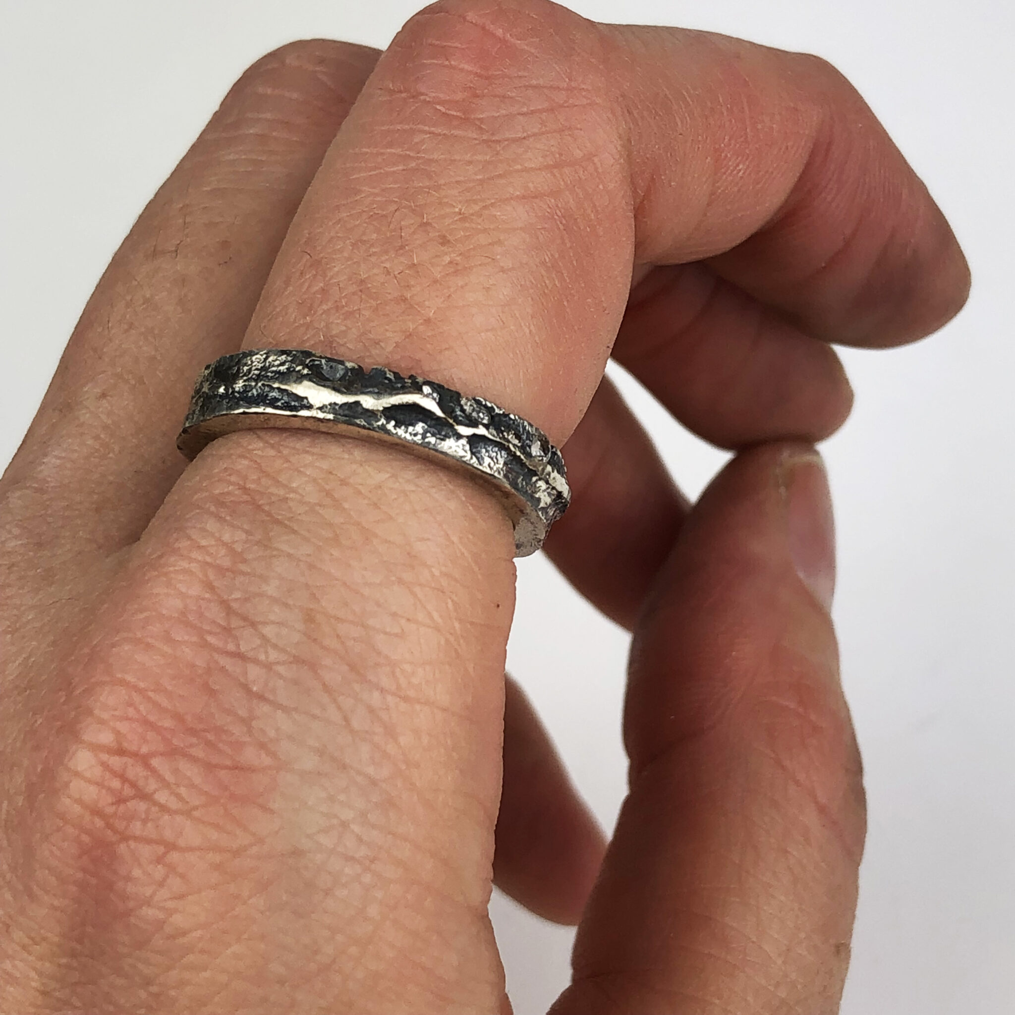 Sterling silver & Cubic Zirconia Sand Cast Ring