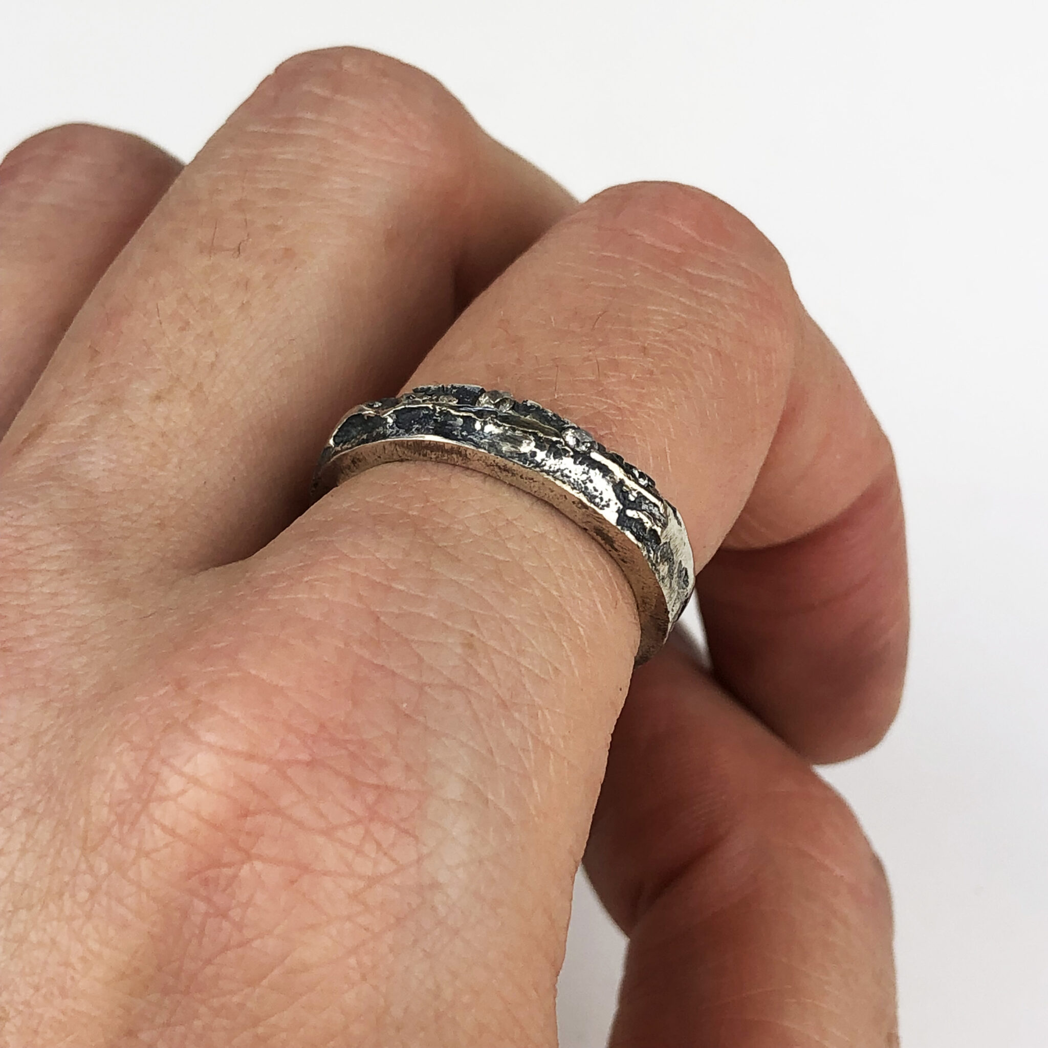 Sterling silver & Cubic Zirconia Sand Cast Ring