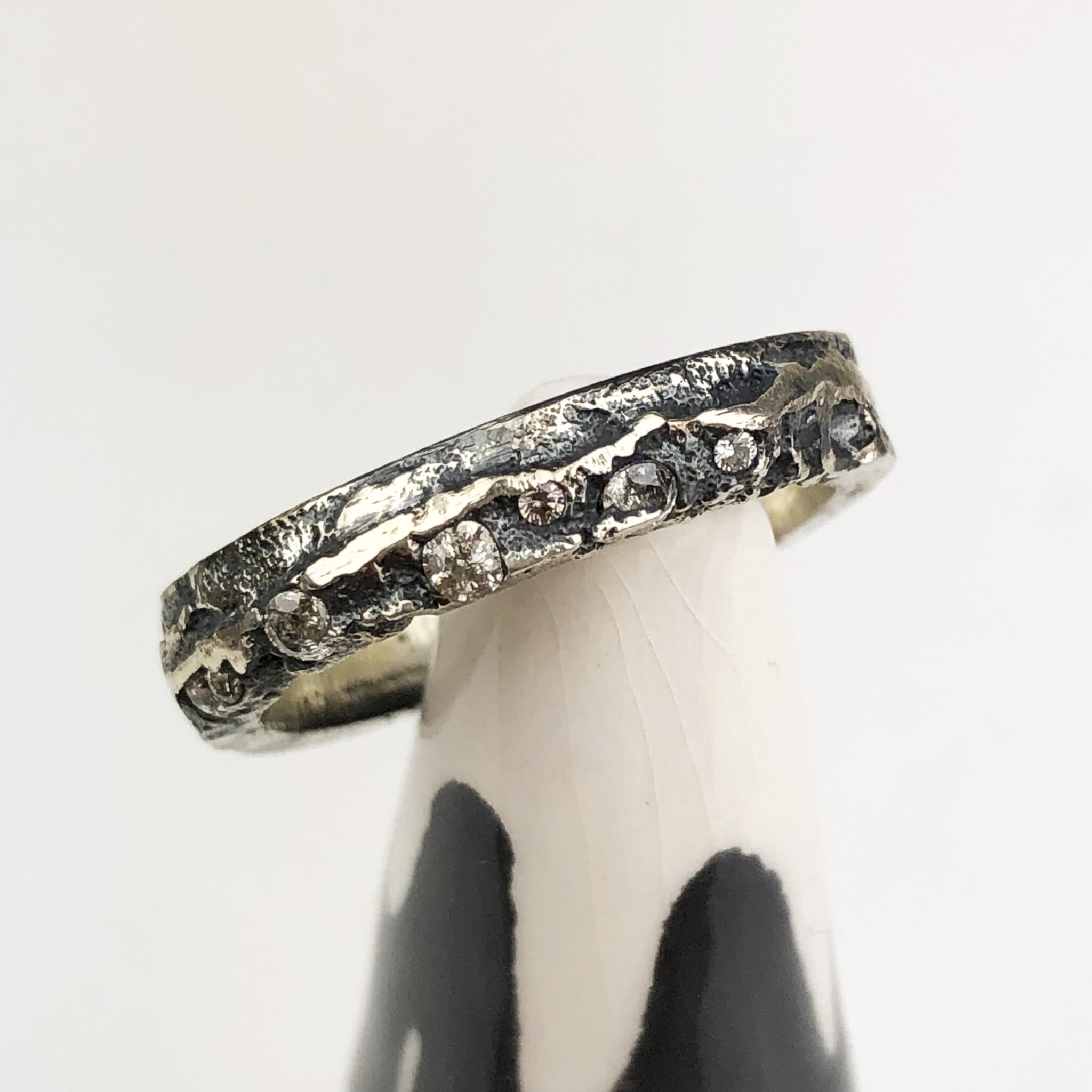 Sterling silver & Cubic Zirconia Sand Cast Ring