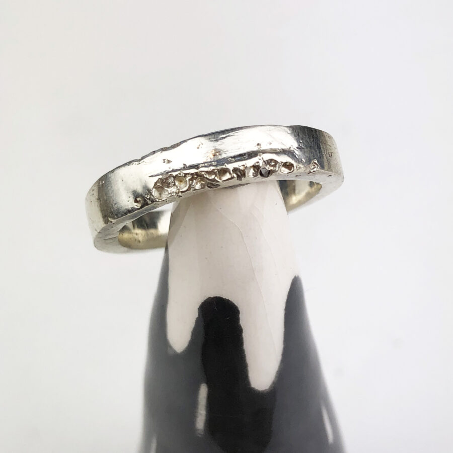 Cast in place silver Ring