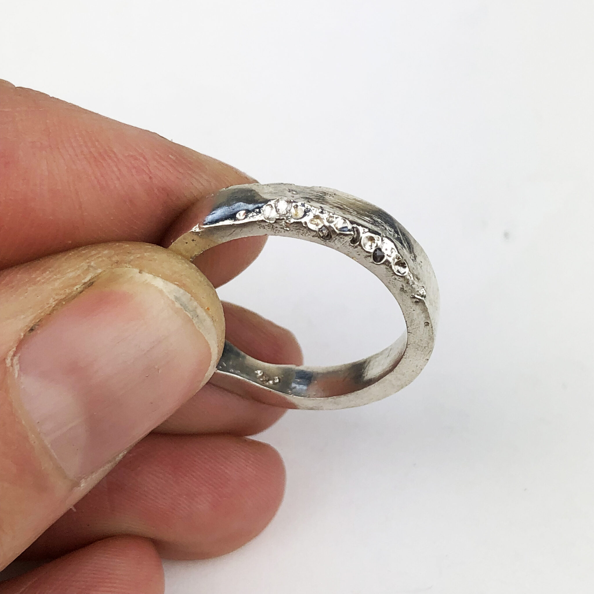 Cast in place silver Ring