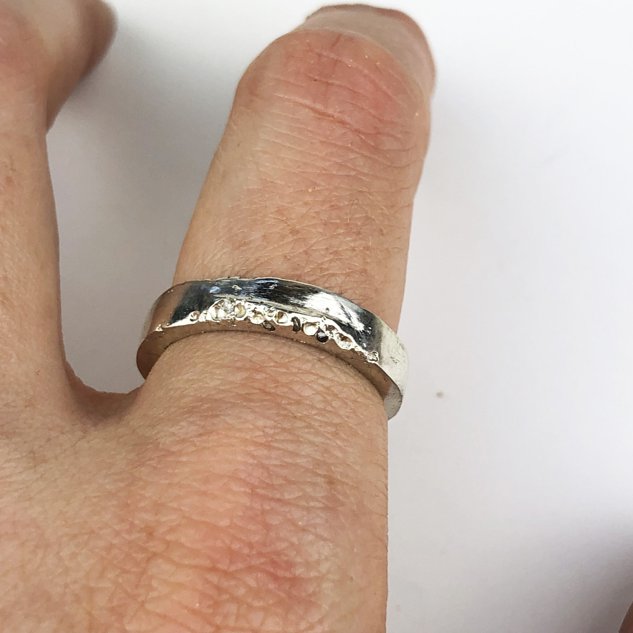 Cast in place silver Ring
