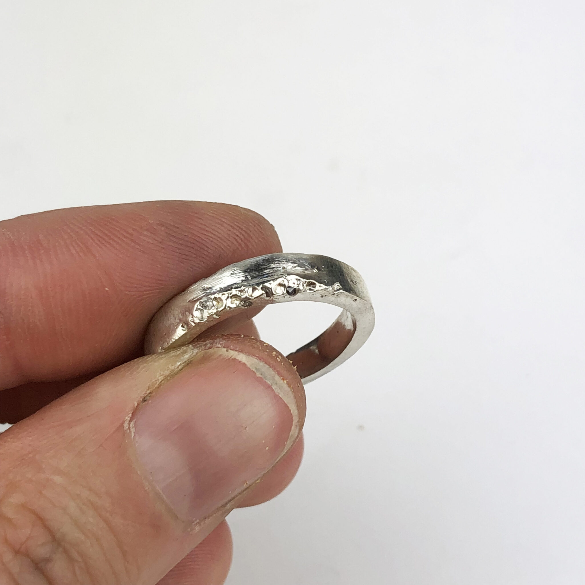 Cast in place silver Ring