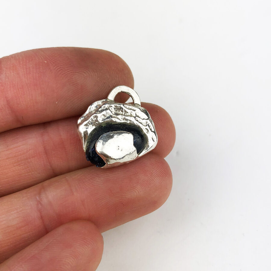 Blue sea glass and silver cuttlefish cast