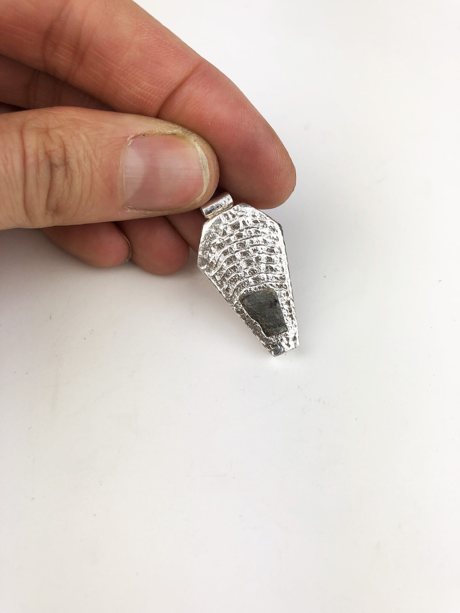 Silver cuttlefish coffin pendant
