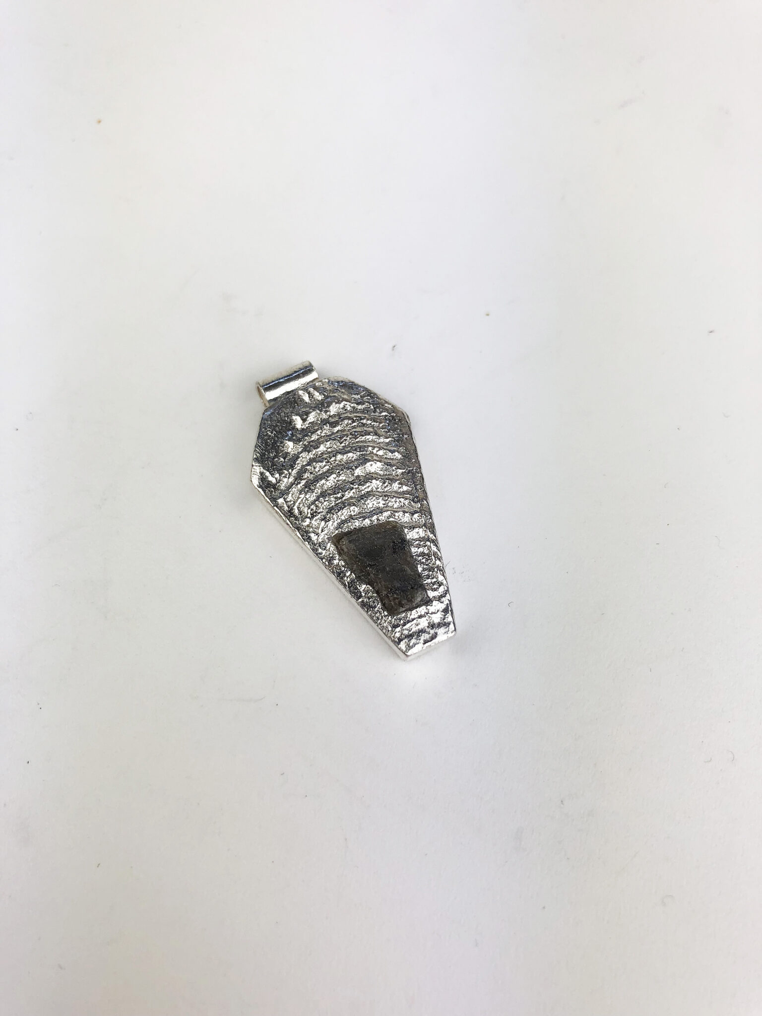 Silver cuttlefish coffin pendant