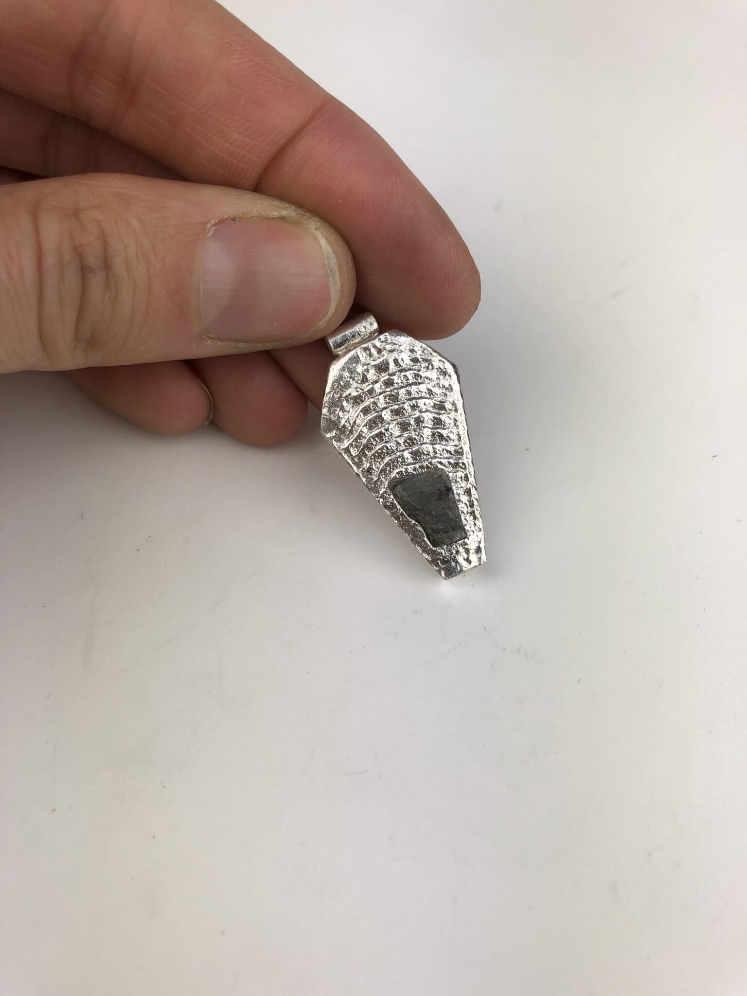 Silver cuttlefish coffin pendant