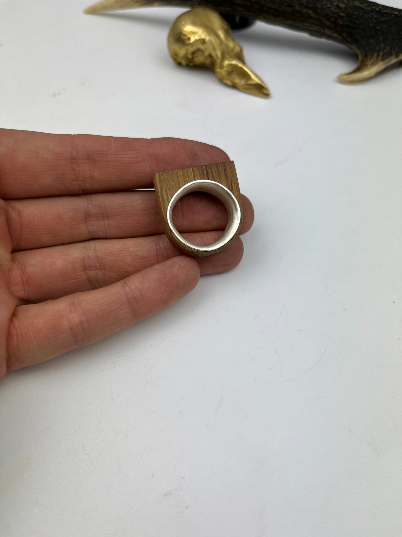 Oak whisky barrel & silver ring