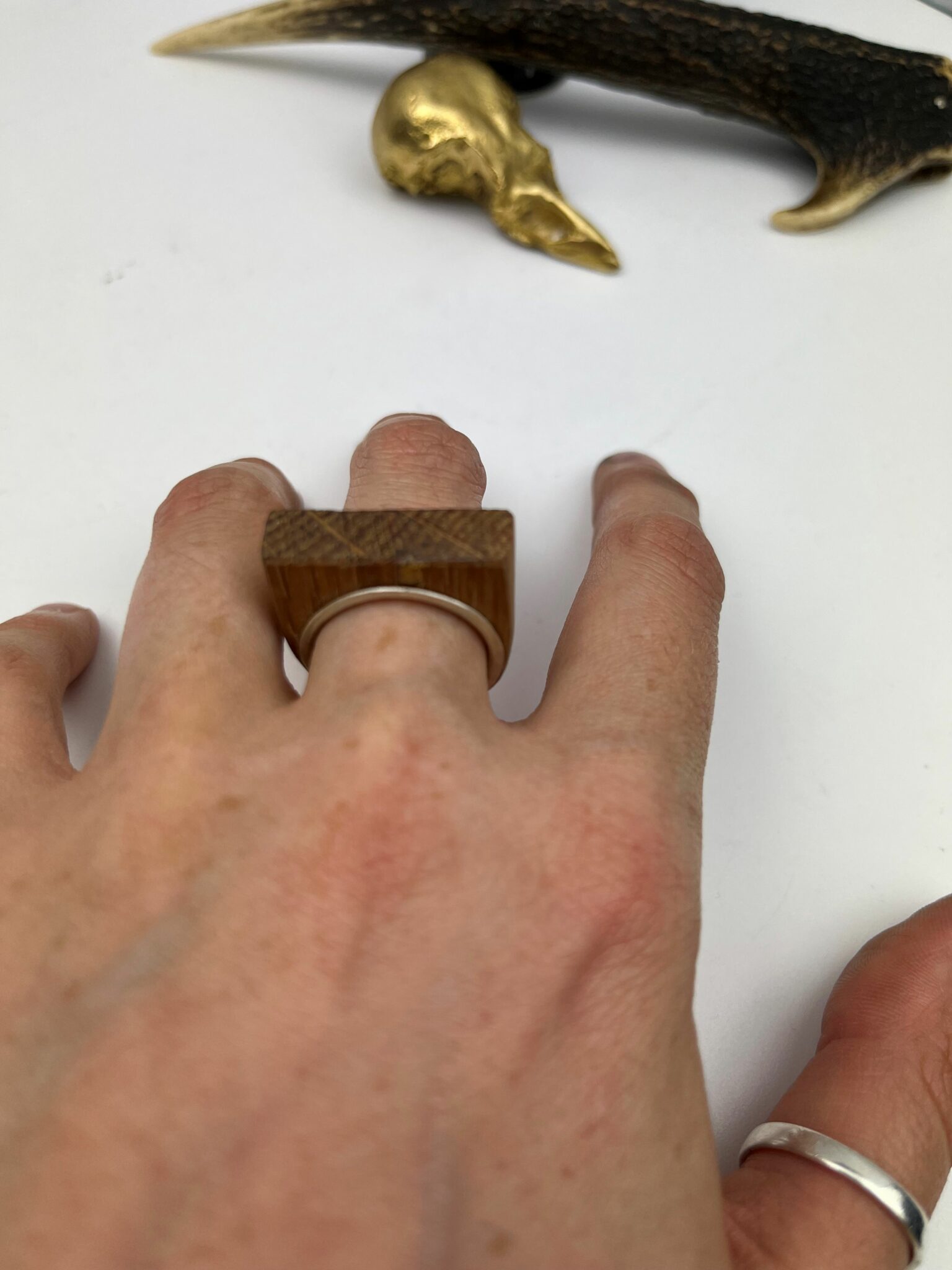 Oak whisky barrel & silver ring
