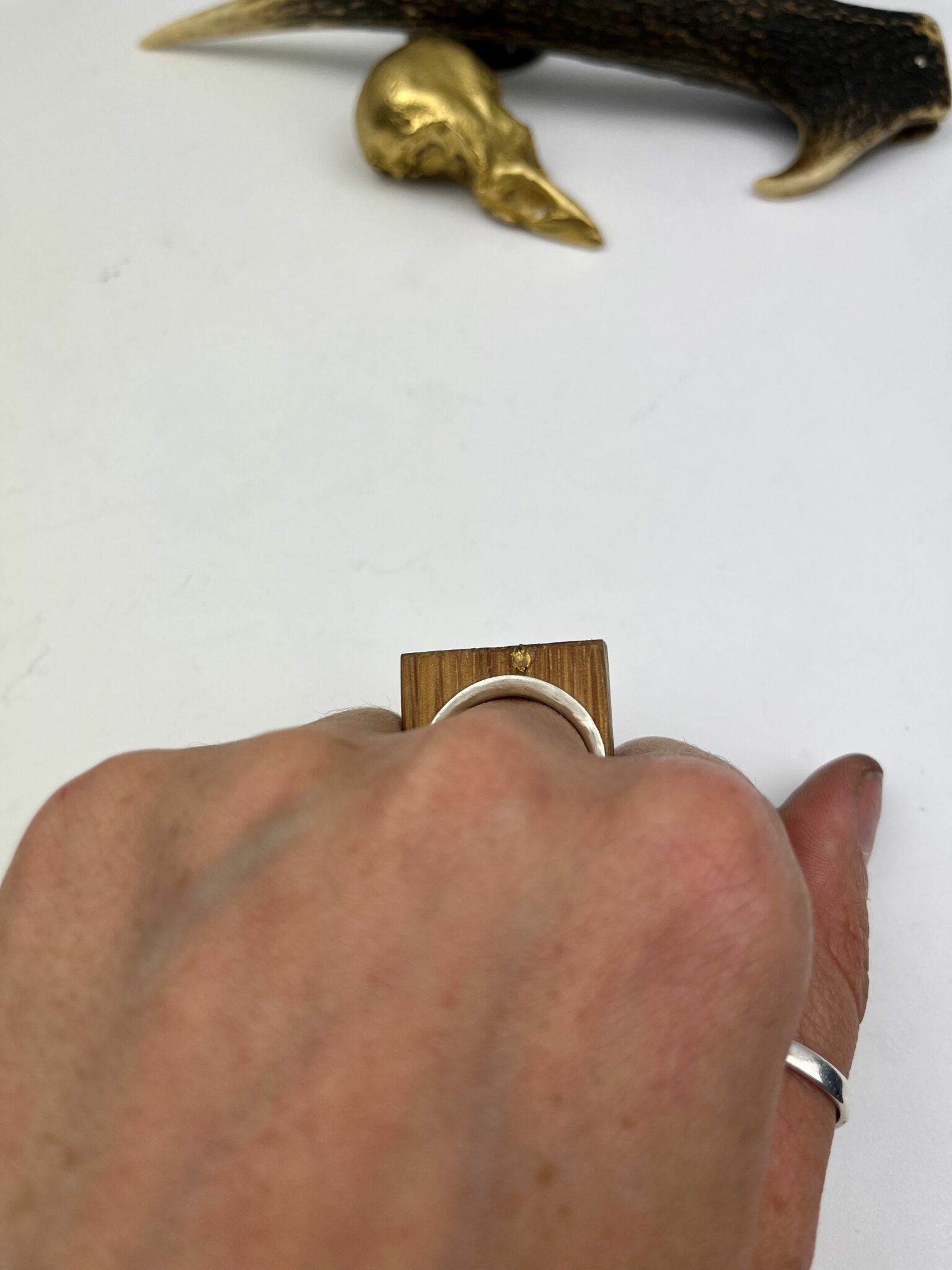 Oak whisky barrel & silver ring