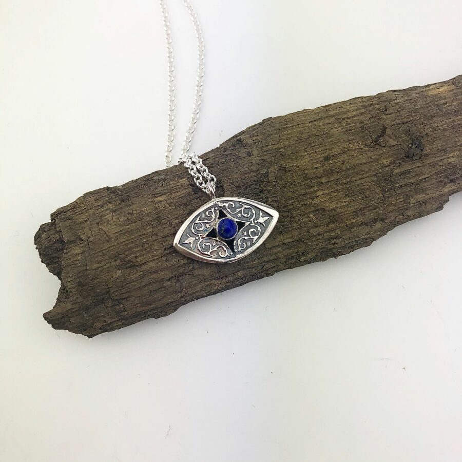 evil eye lapis pendant