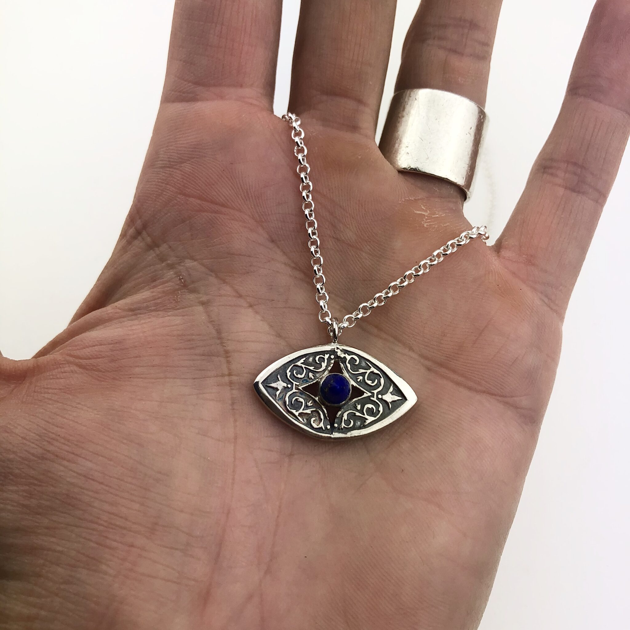 evil eye lapis pendant