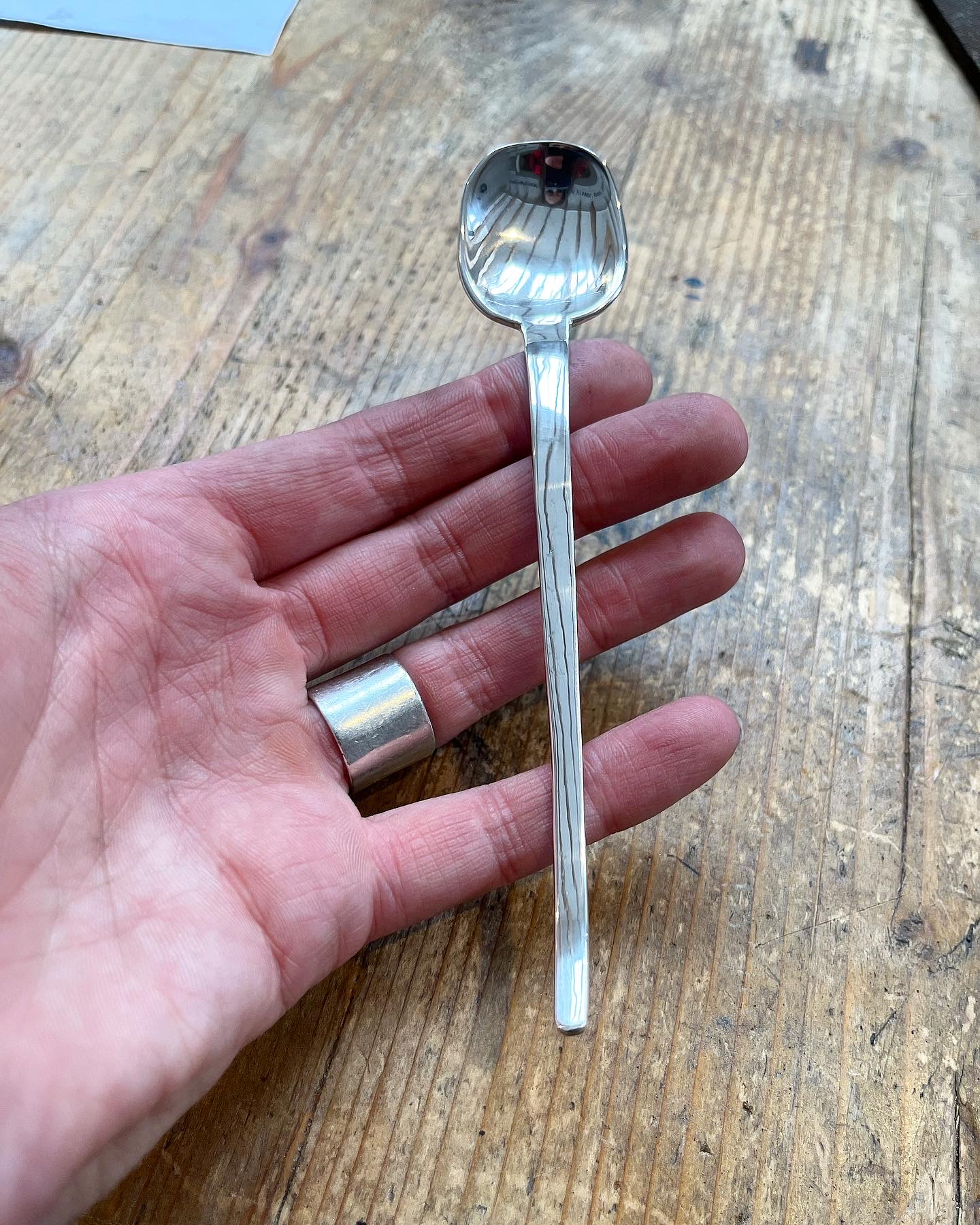 Hand forged Sterling silver spoon