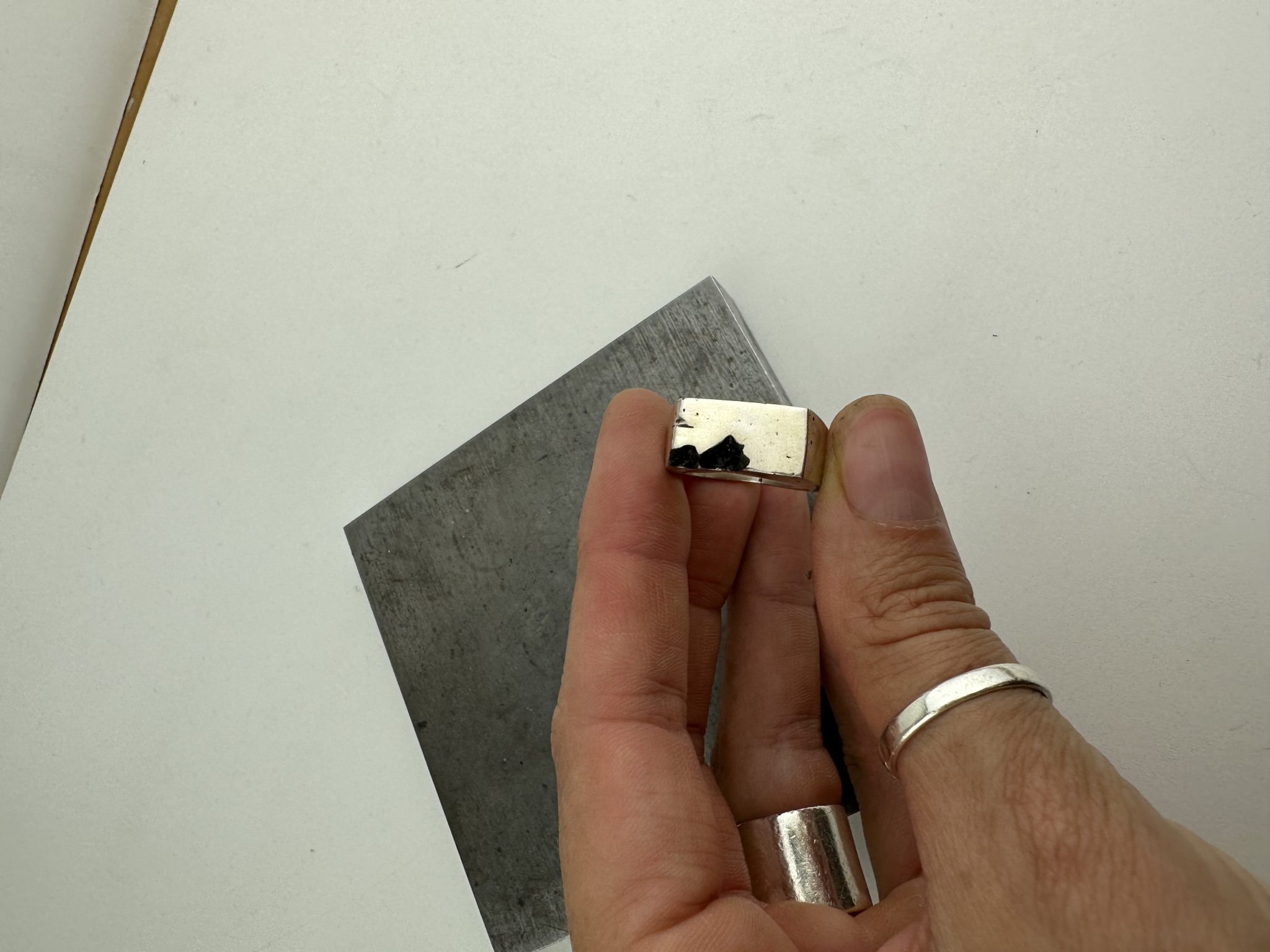Crevice silver signet ring