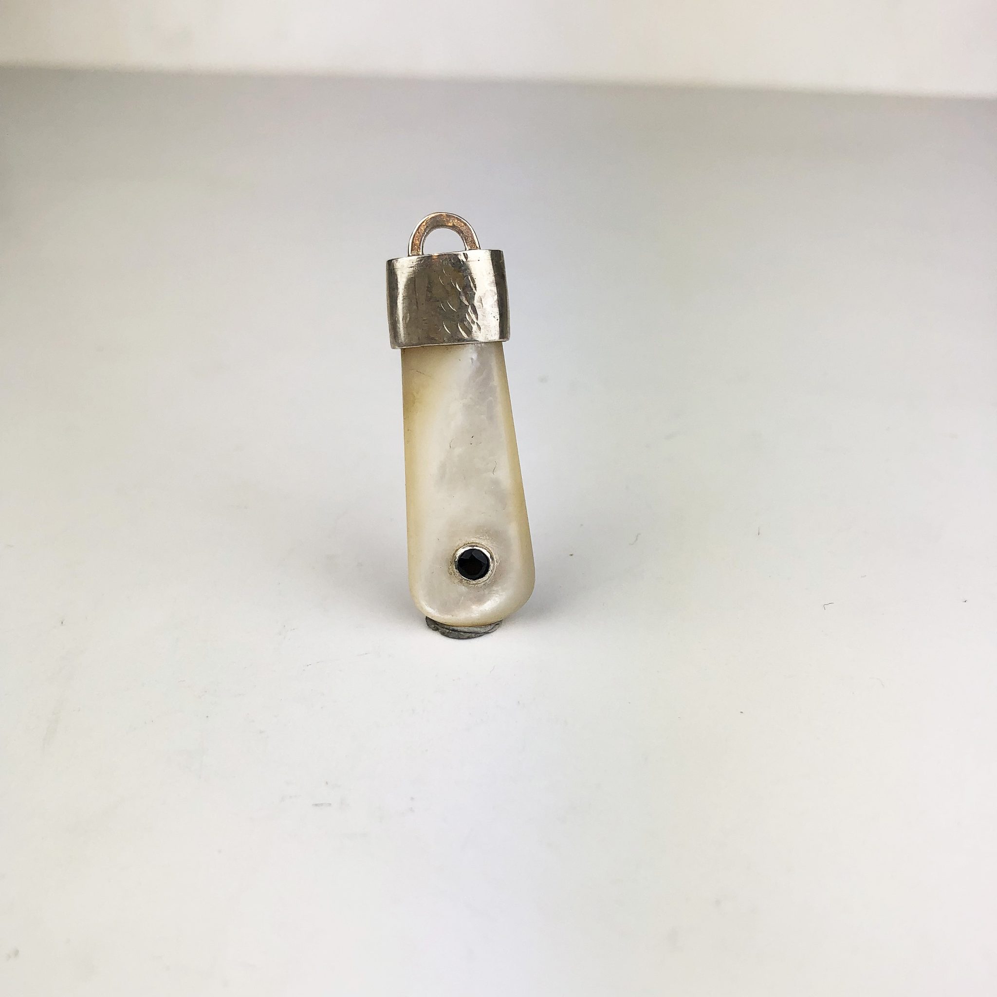Mother of pearl, sterling silver and sapphire pendant