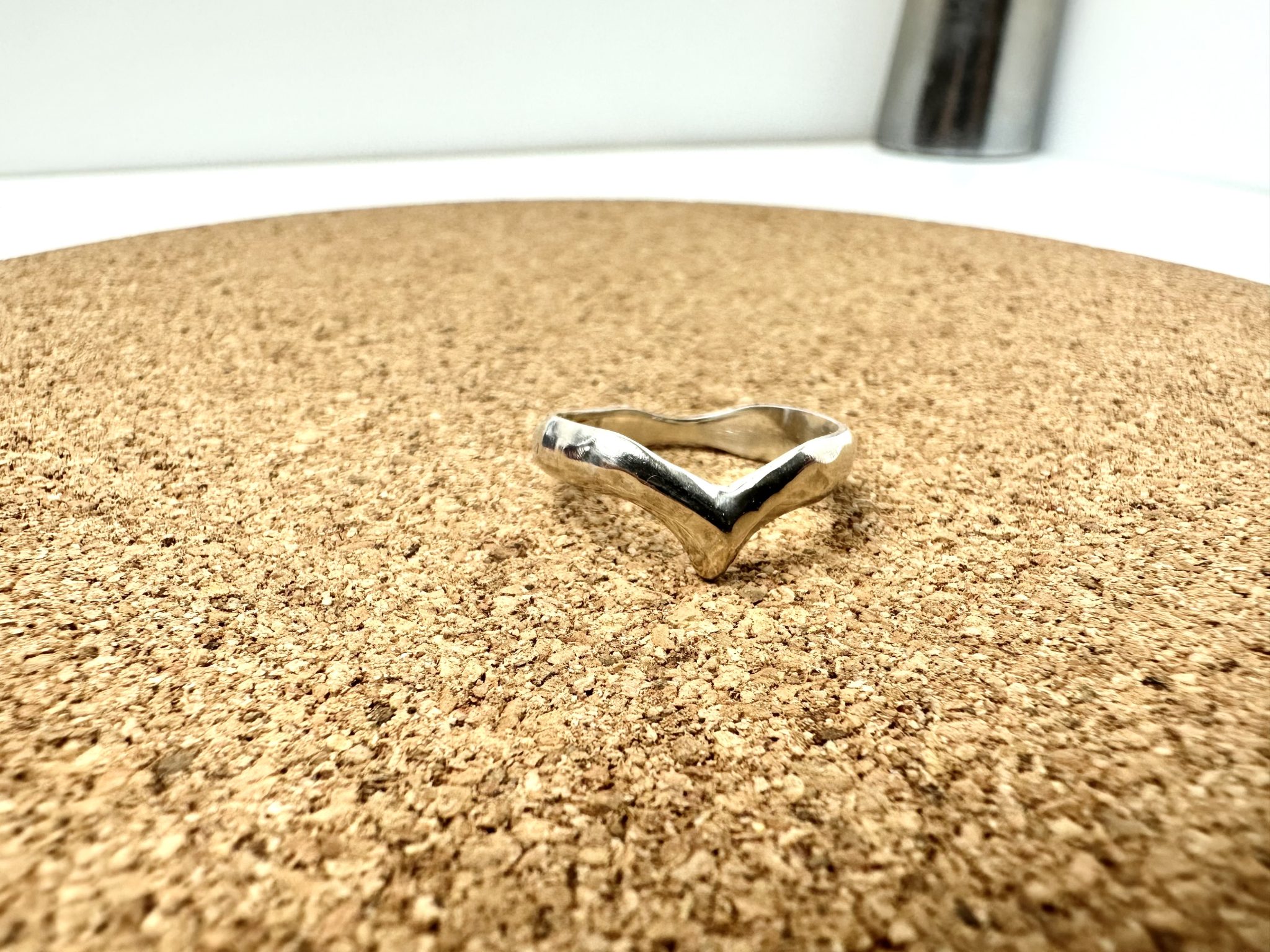 Faceted Wishbone Silver Ring