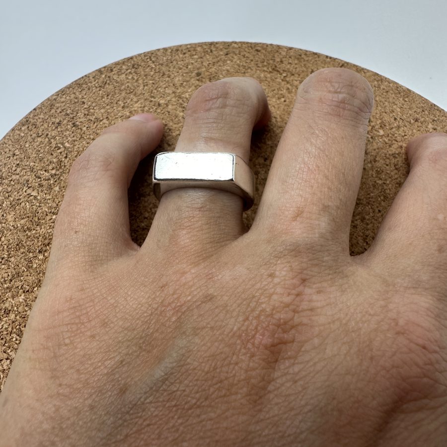Sterling silver skinny signet ring