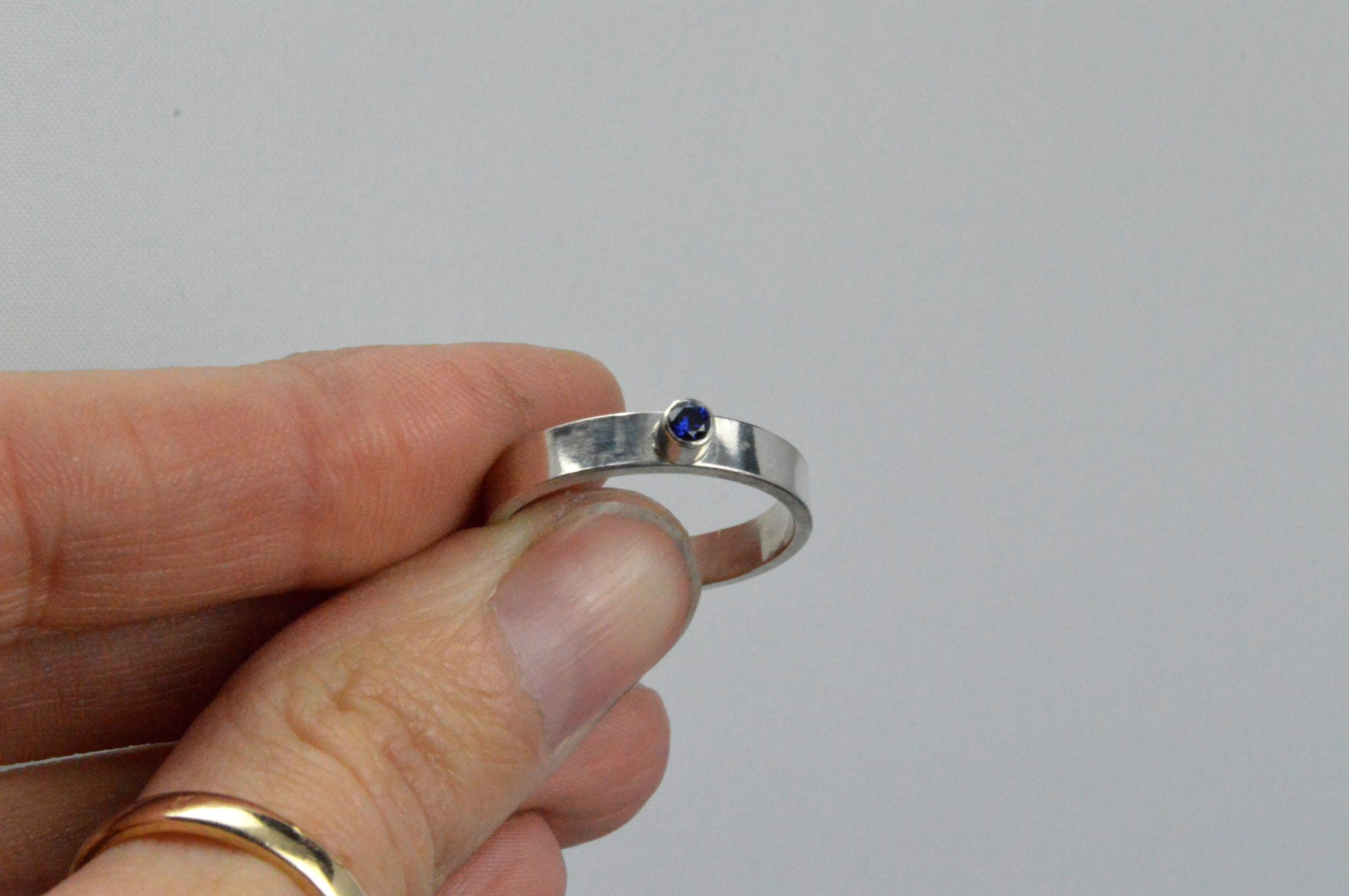 Double Tube Set Rings Sapphire blue Tube set Ring - The Masonry