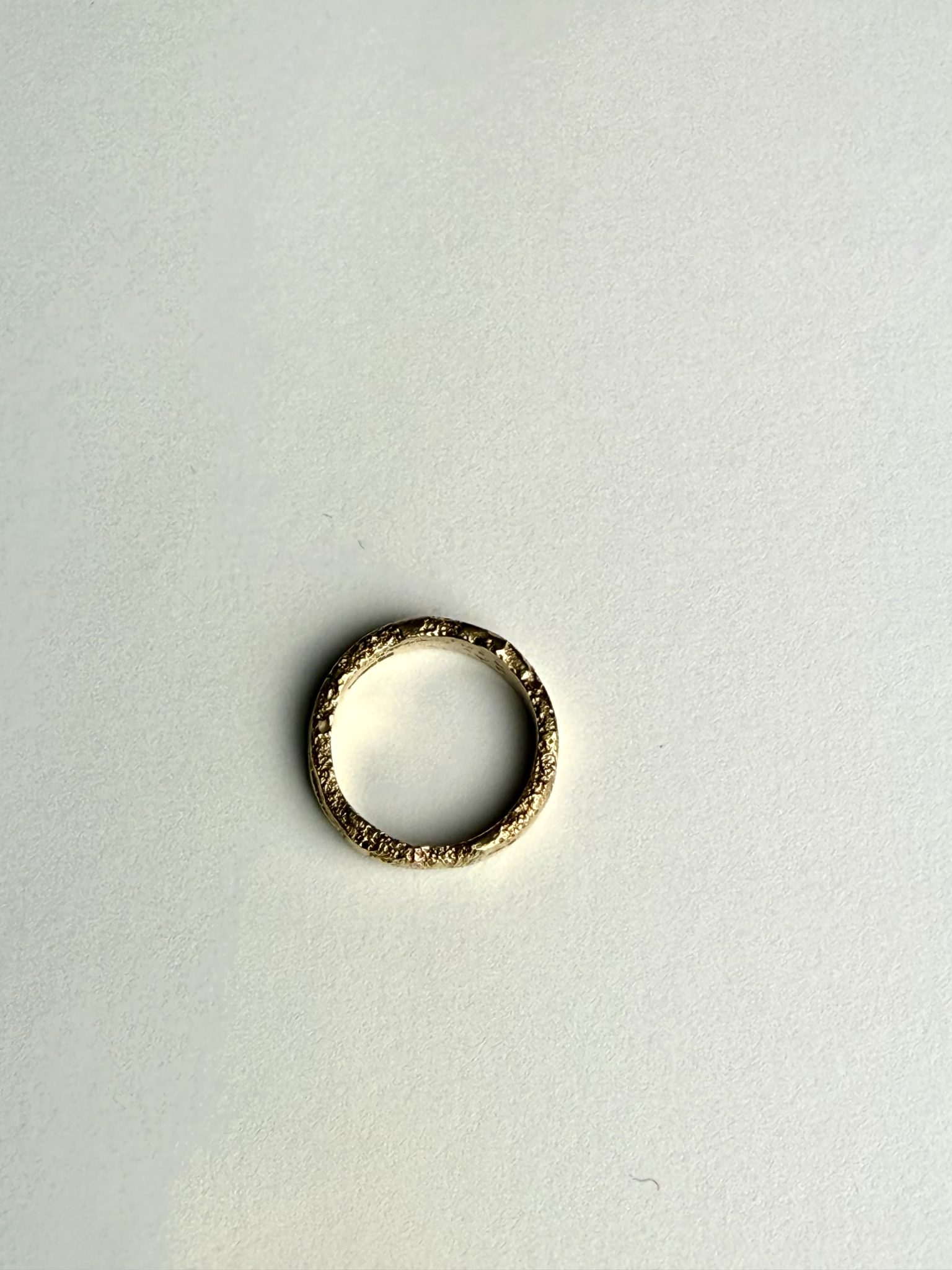 9ct gold ring band, sand cast with added medium for extra texture