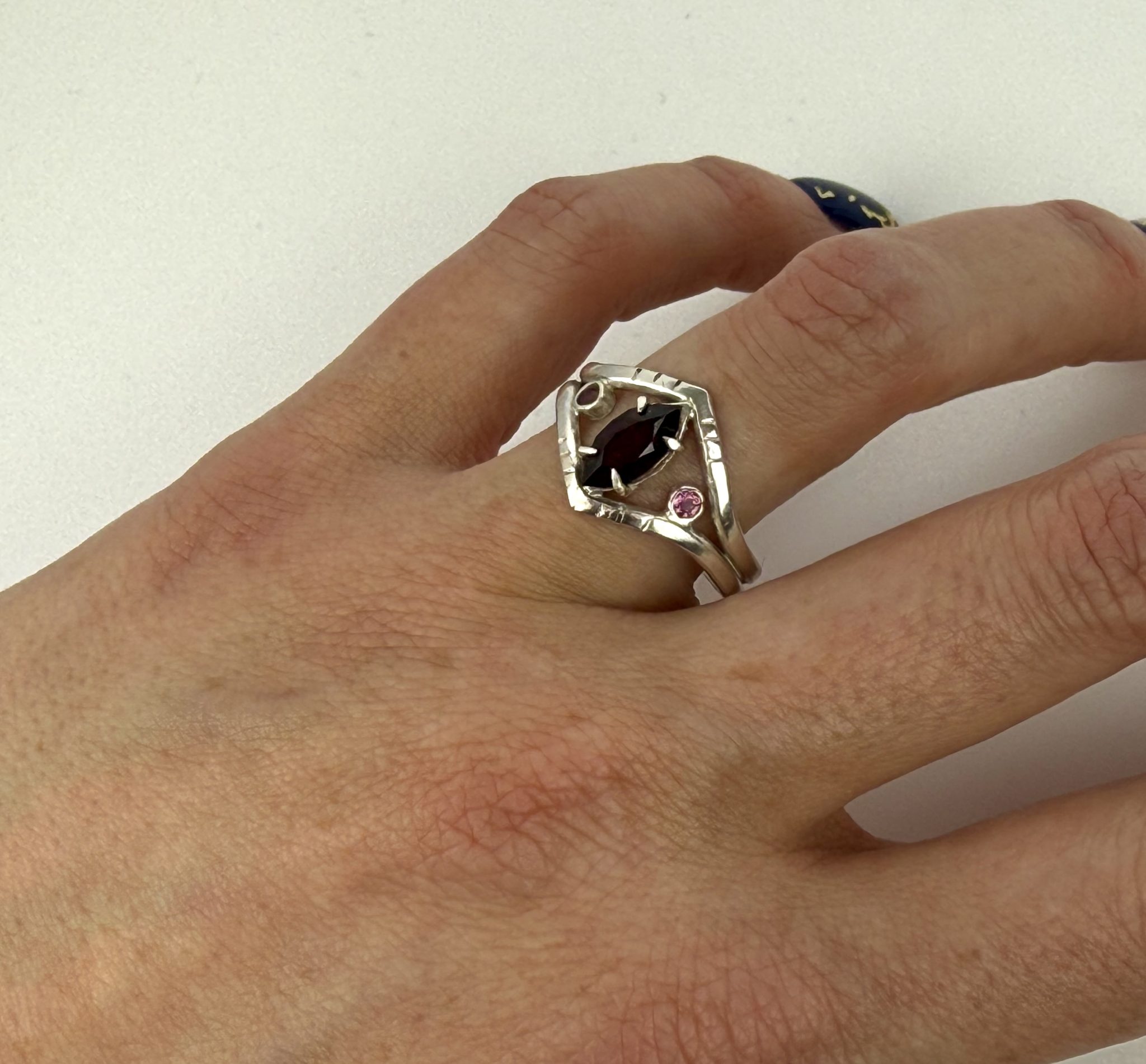 Marquise Garnet Geometric Ring - Image 2