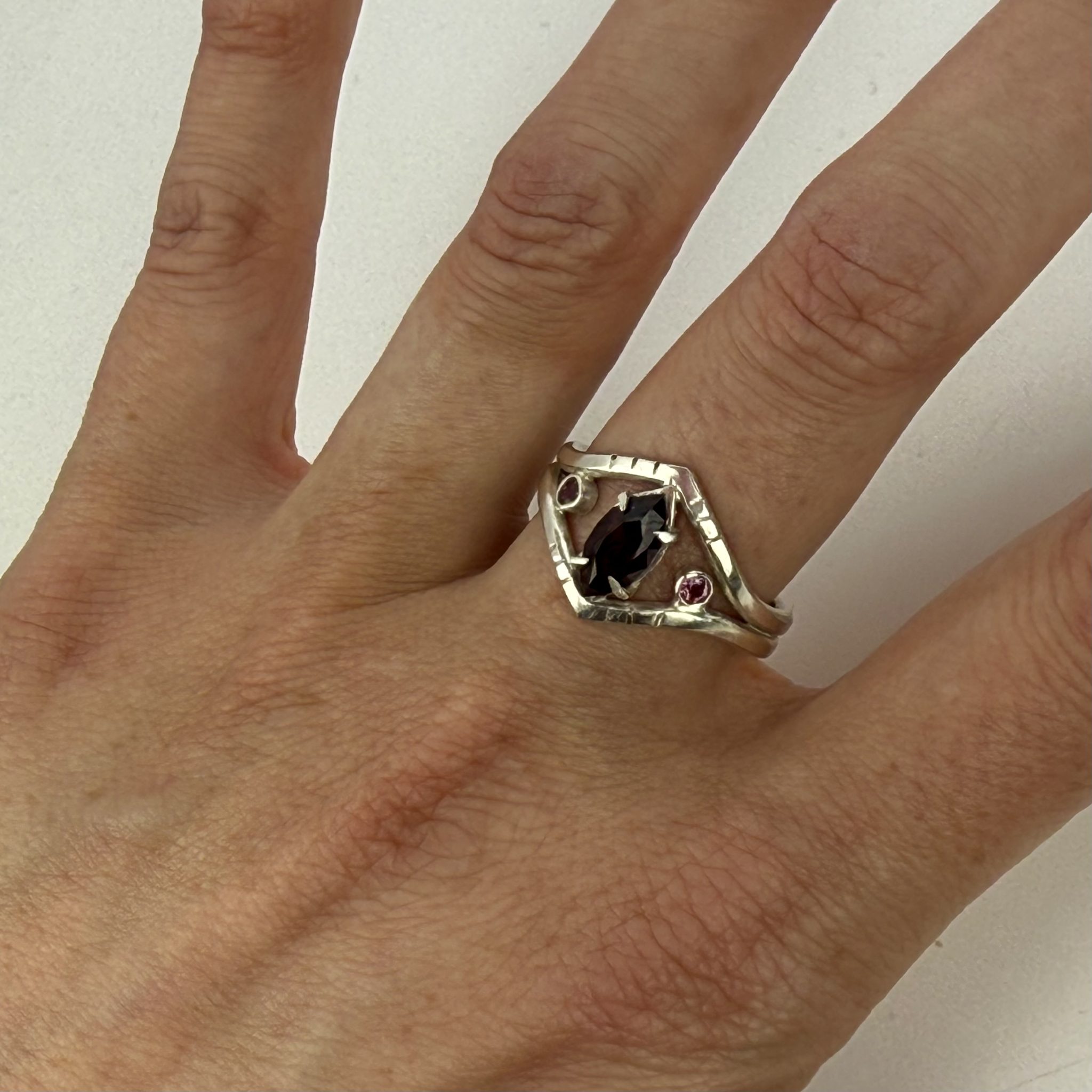 Marquise Garnet Geometric Ring - Image 6