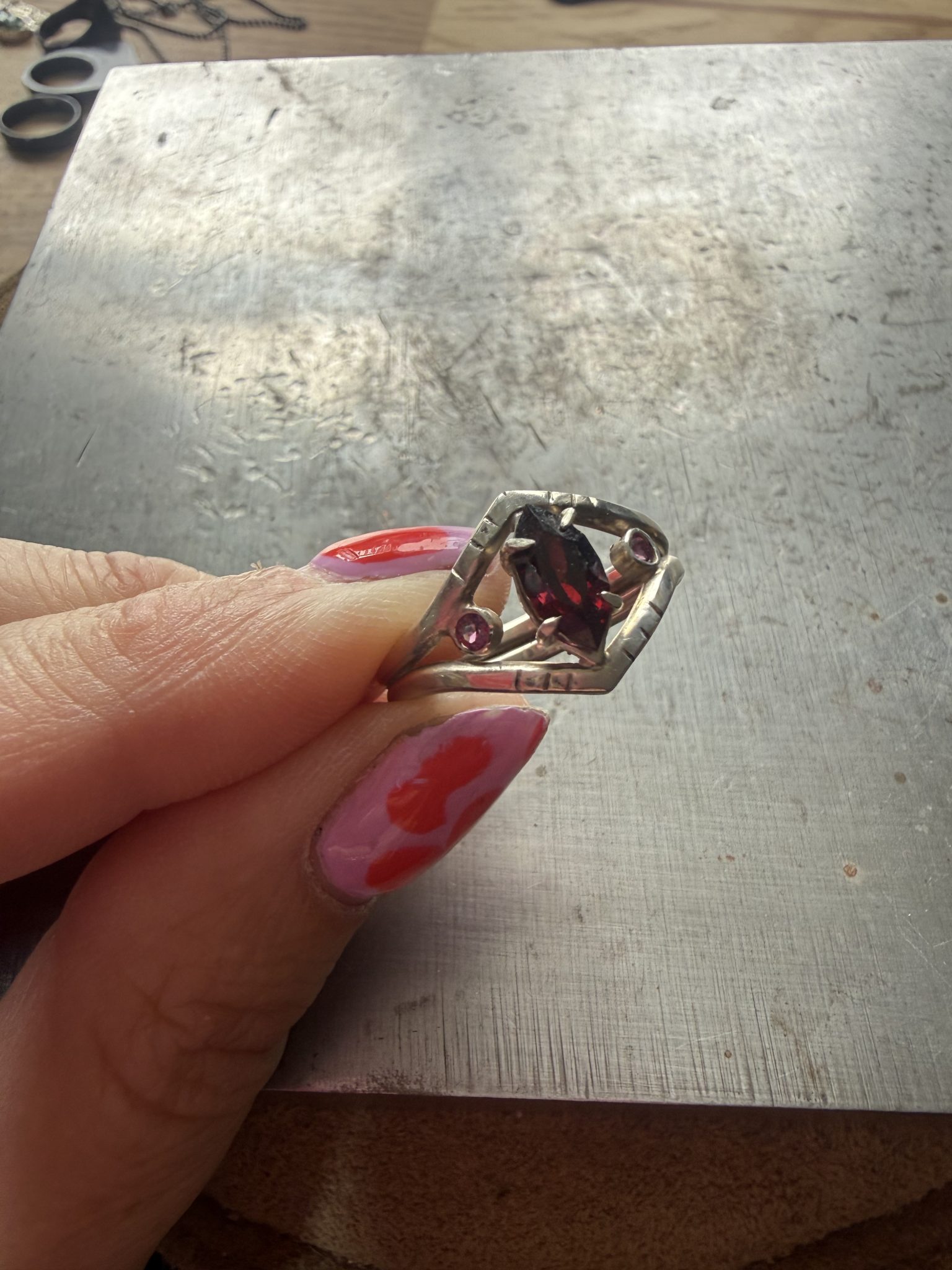 Marquise Garnet Geometric Ring - Image 8