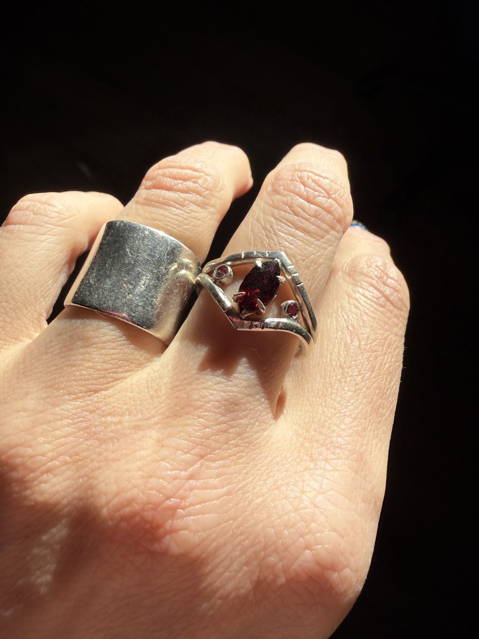 Marquise Garnet Geometric Ring - Image 3